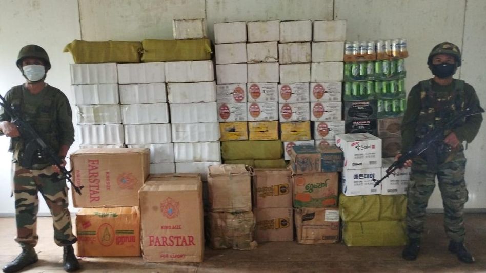 Mizoram: Assam Rifles seize foreign-origin cigarettes and liquors worth Rs 10.12 lakh in Champhai Mizoram: Assam Rifles seize foreign-origin cigarettes and liquors worth Rs 10.12 lakh in Champhai