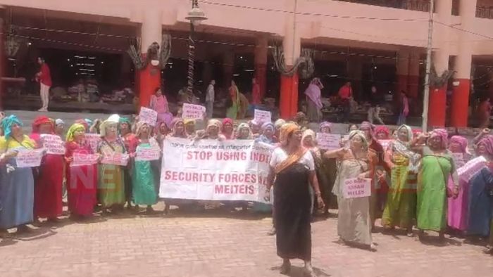 Meira Paibis raise slogans against Assam Rifles