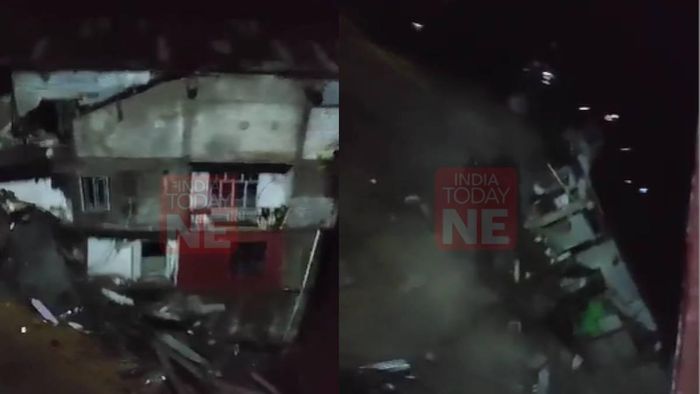 Building collapses due to landslide in Mizoram