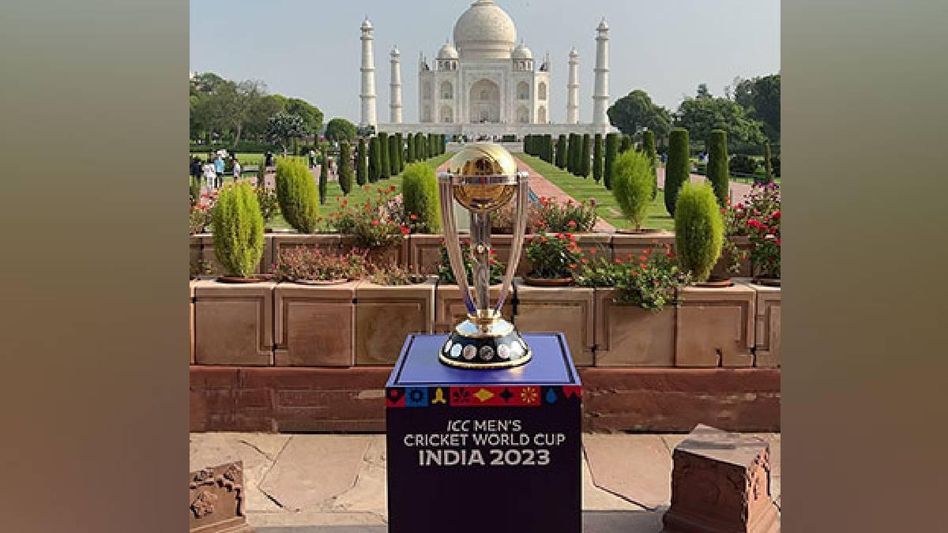 ICC Cricket World Cup trophy proudly displayed at Taj Mahal ICC Cricket World Cup trophy proudly displayed at Taj Mahal