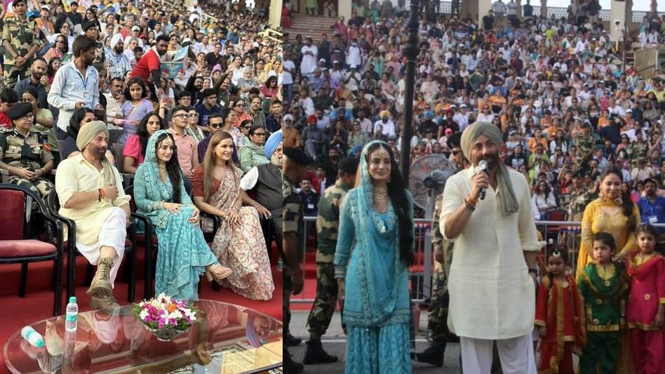 Gadar 2 actors Sunny Deol and Ameesha Patel visits Attari-Wagah border Gadar 2 actors Sunny Deol and Ameesha Patel visits Attari-Wagah border