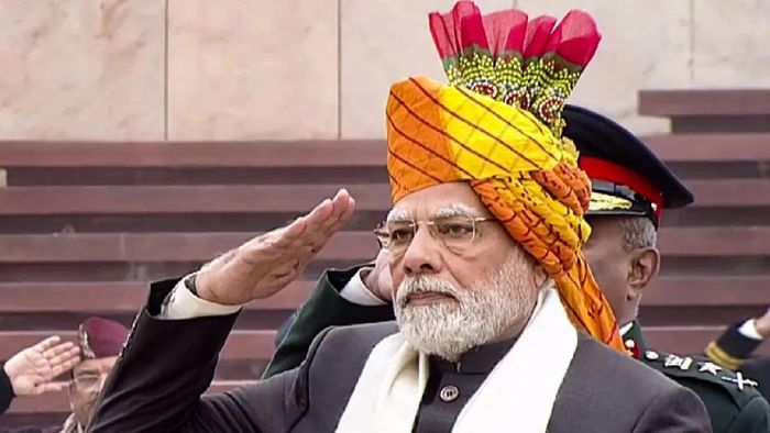 PM Modi dons multi-colour Rajasthani-style turban on Independence Day 2023