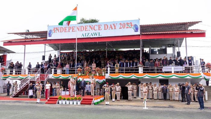 Mizoram celebrates India's 77th Independence Day at Aizawl Lammual ground