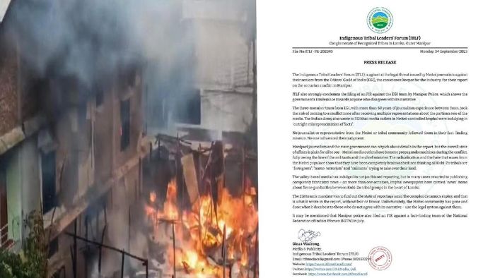 Manipur: ITLF condemns legal threats against Editors' Guild of India, accuses valley-based media of fabricating news