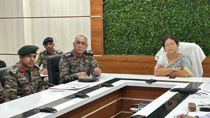 Assam Minister for Power, Sports and Youth Welfare Nandita Garlosa in a meeting with GOC Gajraj Corps, Lieutenant General Manish Erry and several high ranking officials of the concerned departments with regards to the sporting event