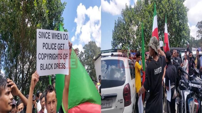 Meghalaya: HITO members protesting against police action over their "black attire" in Shillong