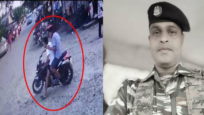 CCTV footage of the miscreants fleeing from the crime scene (L), the deceased CRPF personnel (R)