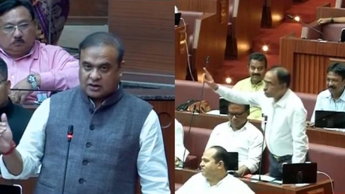 Assam Chief Minister Himanta Biswa Sarma (L), Baghbor Legislator Sherman Ali Ahmed (R)