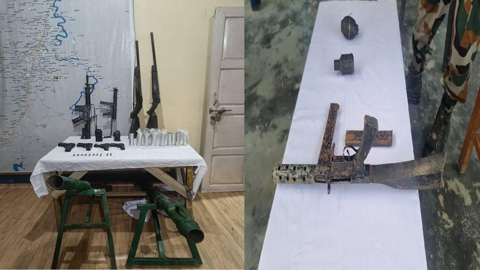Manipur: Looted arms and ammunition, explosives recovered by security forces during search operations Manipur: Looted arms and ammunition, explosives recovered by security forces during search operations