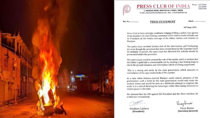 Press Club of India condemns police case against Editors Guild of India on Manipur violence media coverage