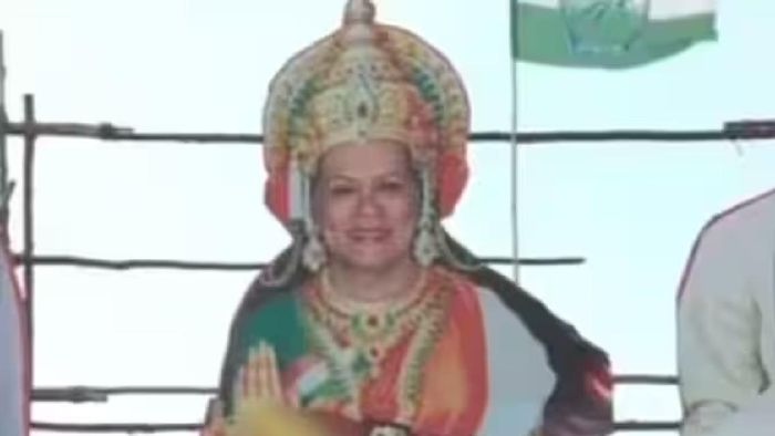 Telangana: Congress depicts Sonia Gandhi as a goddess in posters, BJP calls it utterly 'shameful'