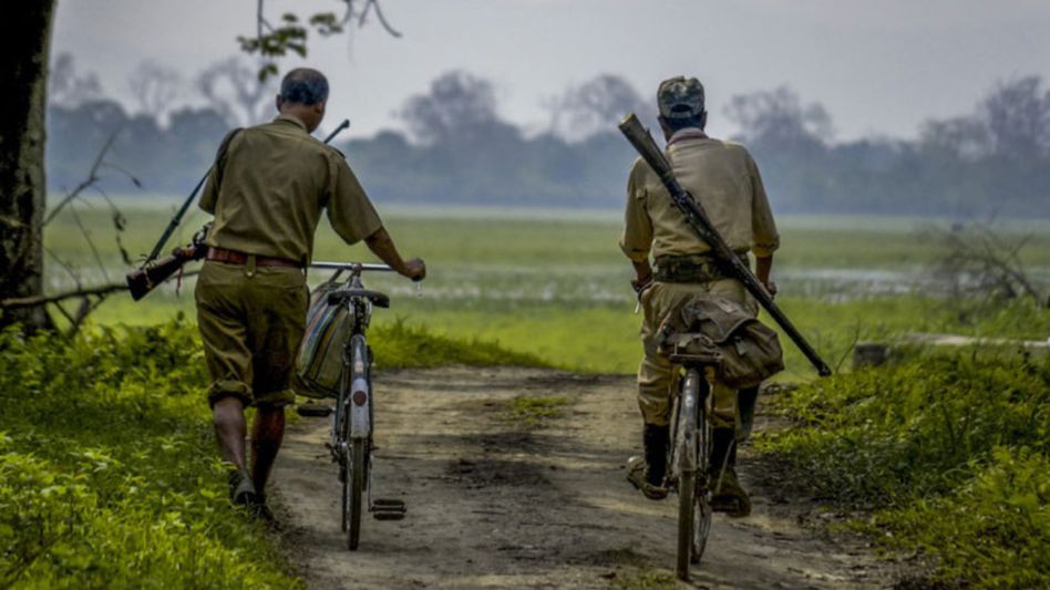 Assam: Home guards at Manas National Park demand hike in salary, stage protest Assam: Home guards at Manas National Park demand hike in salary, stage protest
