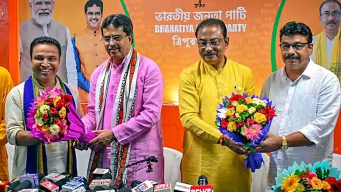 Newly elected BJP legislators sworn in at a special ceremony in Tripura