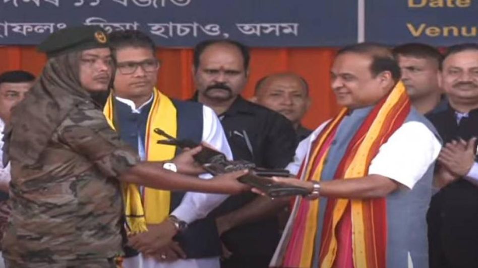 Assam: 181 DNLA cadres lay down arms, return to mainstream Assam: 181 DNLA cadres lay down arms, return to mainstream