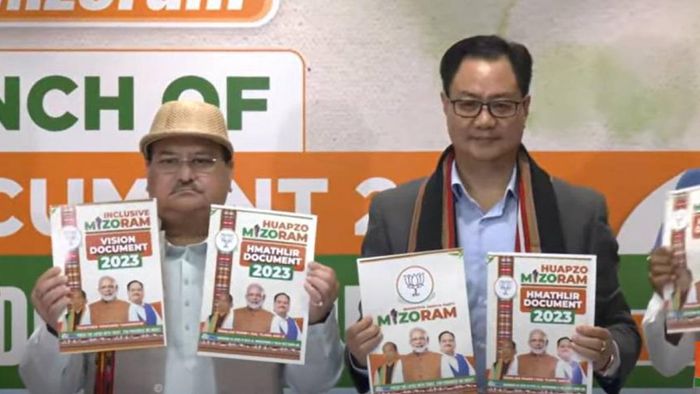 Bharatiya Janata Party National President JP Nadda has released the party's manifesto or the vision document for the Mizoram elections.