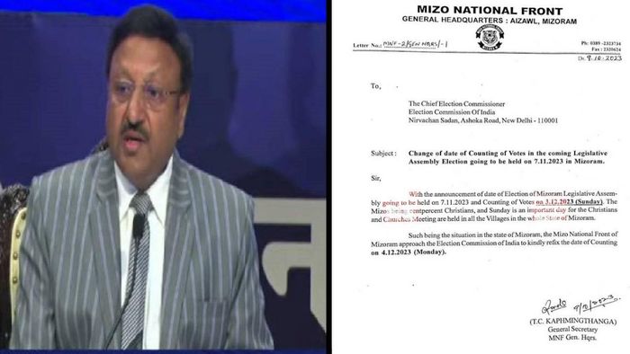 After the Congress party, the ruling Mizo National Front (MNF) also objected to the poll counting date, which falls on Sunday, that is December 3.