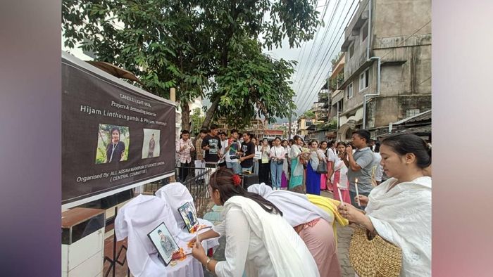 Candlelight vigil by Manipur Student's Body in Guwahati