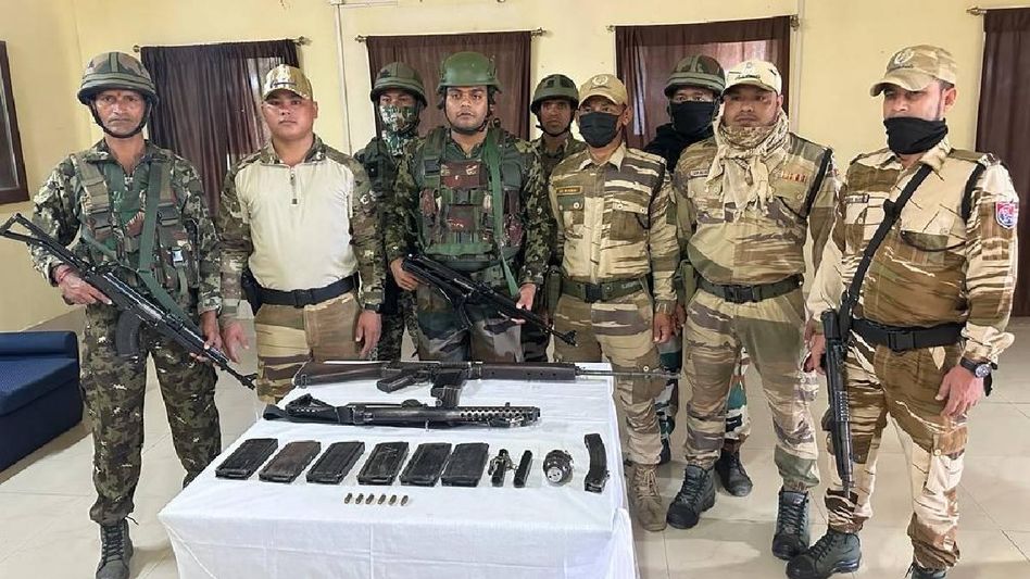 Manipur: Huge cache of arms, ammunitions, explosives recovered in Thoubal district Manipur: Huge cache of arms, ammunitions, explosives recovered in Thoubal district