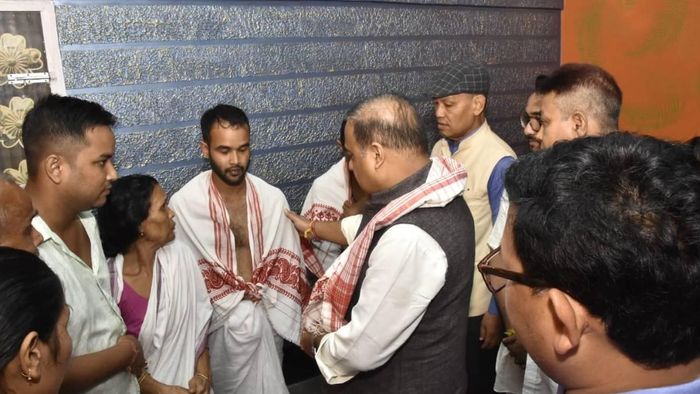 Assam Chief Minister Himanta Biswa Sarma visited the residence of late Indian Army Jawan from Assam Mitul Kalita killed in the recent Sikkim floods