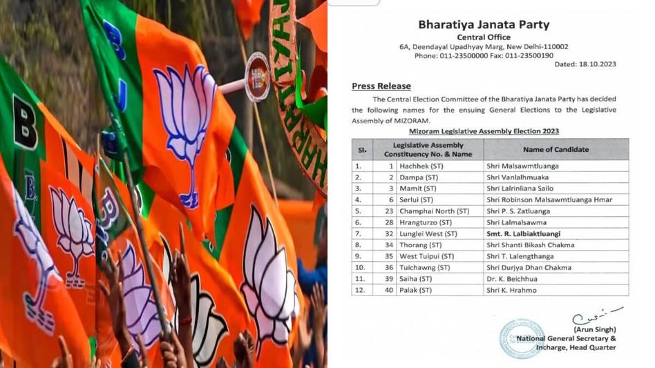 BJP releases first list of candidates for Mizoram Assembly election BJP releases first list of candidates for Mizoram Assembly election