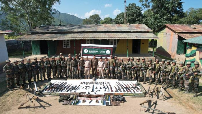 Huge cache of arms, ammunition recovered during search operations in vulnerable areas of Manipur