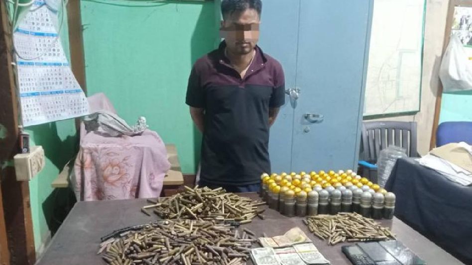 Manipur Police detain one active member of an underground group from Imphal West; recover ammunitions, explosives Manipur Police detain one active member of an underground group from Imphal West; recover ammunitions, explosives
