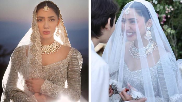 Pakistani actress Mahira Khan looks divine in pastel white lehenga in new pics from wedding