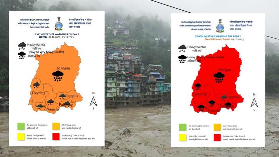 IMD issues red alert for Sikkim, puts Assam and Meghalaya on orange alert for next 48 hours IMD issues red alert for Sikkim, puts Assam and Meghalaya on orange alert for next 48 hours