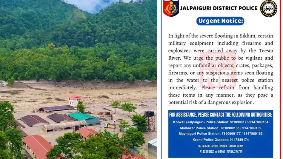 Sikkim flood fury: Army warns people not to touch firearms, explosives floating in Teesta river Sikkim flood fury: Army warns people not to touch firearms, explosives floating in Teesta river