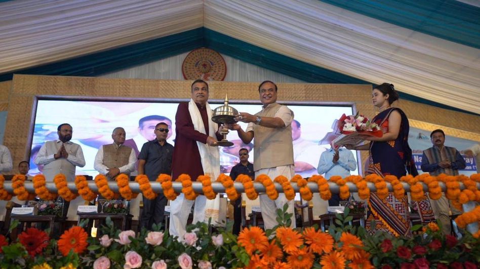 Union Minister Nitin Gadkari lays foundation stones of 26 National Highway projects in Guwahati Union Minister Nitin Gadkari lays foundation stones of 26 National Highway projects in Guwahati