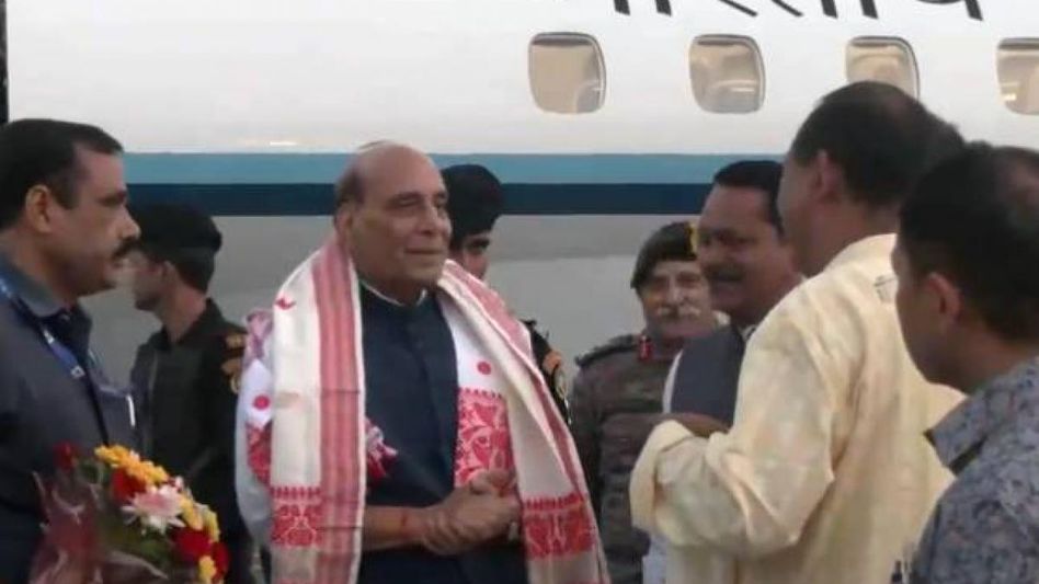 Assam: Rajnath Singh reaches Tezpur, to celebrate Dussehra in Arunachal Assam: Rajnath Singh reaches Tezpur, to celebrate Dussehra in Arunachal