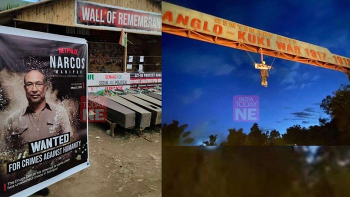 Anti-Biren Singh posters appear across Churachandpur, pictures him as 'drug lord'