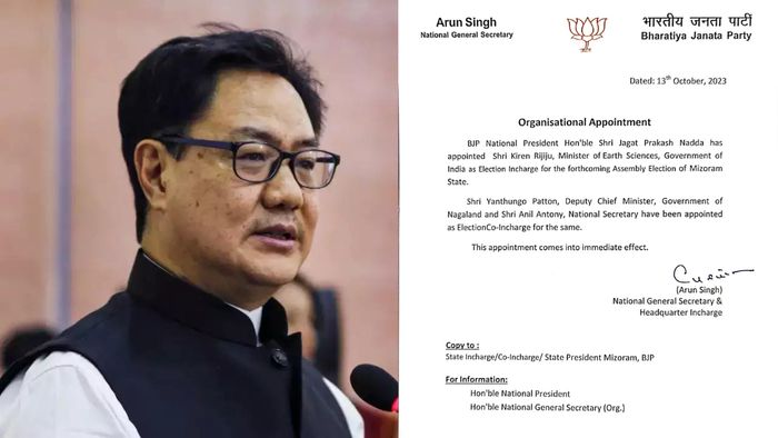 BJP appoints Union Minister Kiren Rijiju as election in-charge for state polls