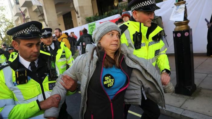 Climate activist Greta Thunberg detained by police at London protest