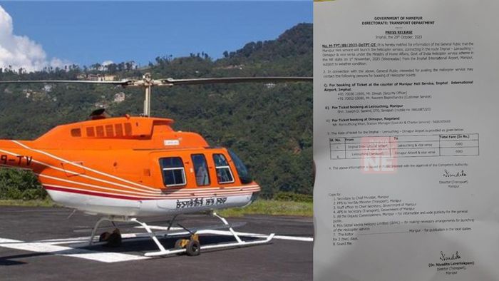 Imphal to Dimapur helicopter service to start from November 1