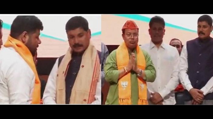The Assam BJP unit today recieved a shot in the arm in the run up to the Lok Sabha polls next year as two Congress leaders jumped ship and joined the saffron party.