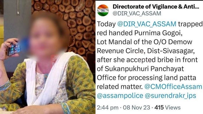 Continuing its war against corruption, a government official in Assam was caught red handed by the sleuths from the Directorate of Vigilance & Anti-Corruption.