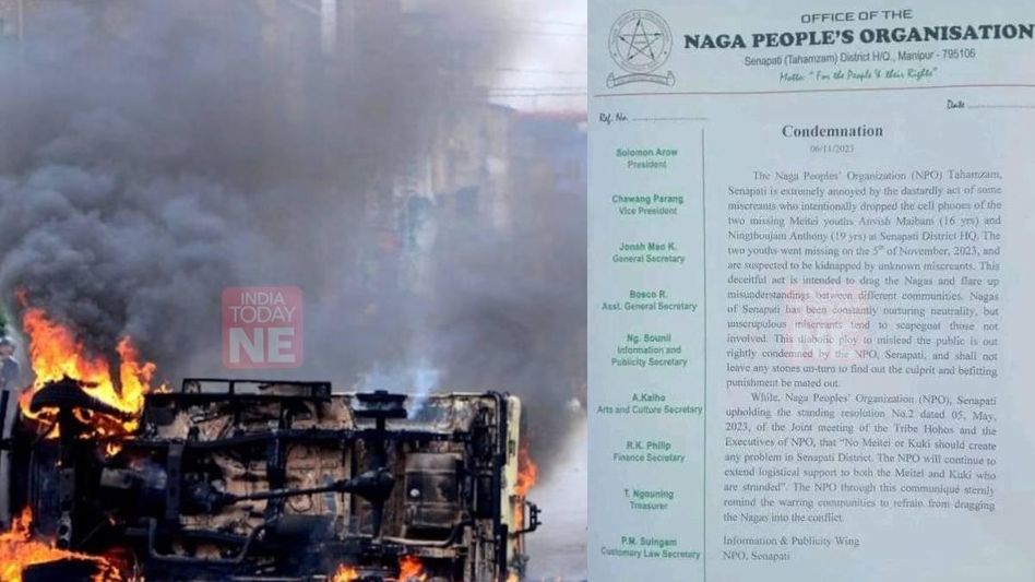 Manipur: Naga Peoples' Organization condemns misleading act amidst missing Meitei youths case Manipur: Naga Peoples' Organization condemns misleading act amidst missing Meitei youths case