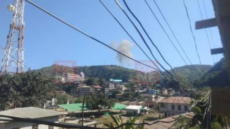 Myanmar army fighter jet drops bomb near Mizoram border, firing underway Myanmar army fighter jet drops bomb near Mizoram border, firing underway