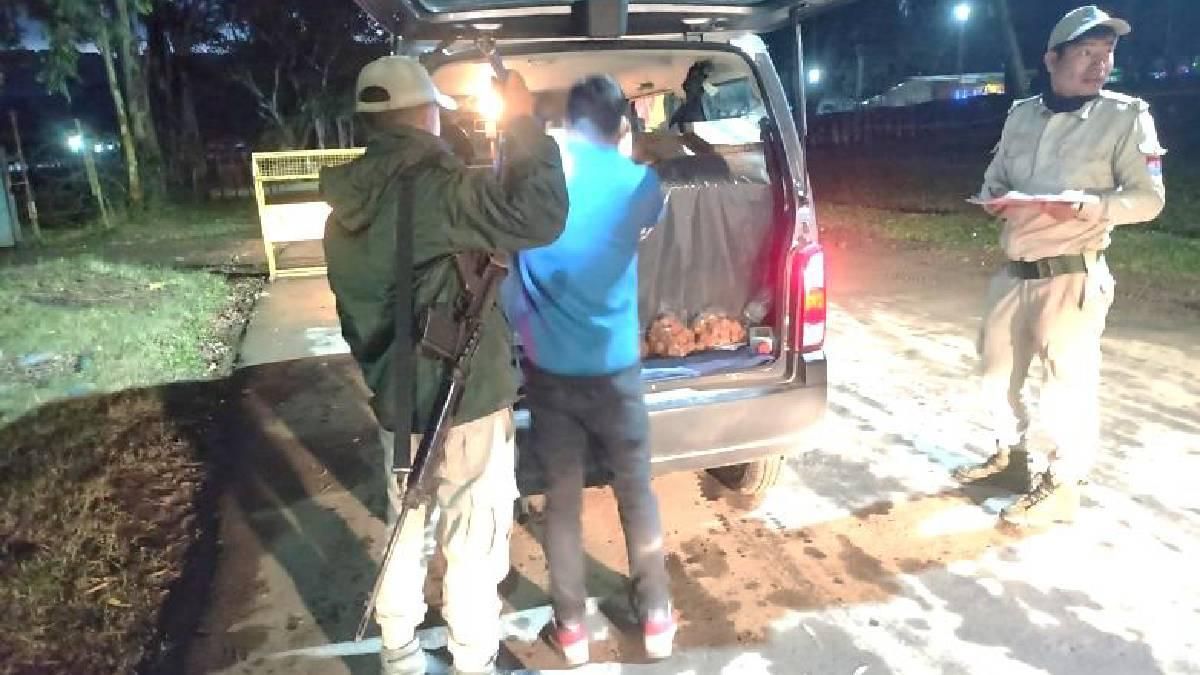 Manipur Police checking vehicles during patrolling