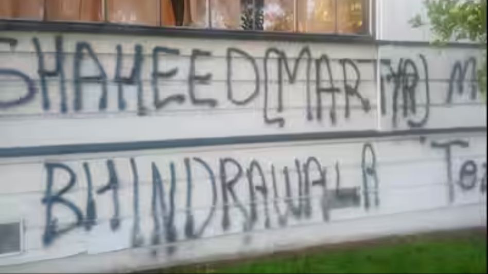 Hindu temple wall defaced by anti-India graffiti in California Hindu temple wall defaced by anti-India graffiti in California