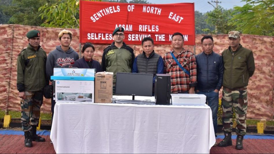 Manipur: Assam Rifles distributes computer set to Kuki Khanglai Lawmpi for managing IDPs in Churachandpur Manipur: Assam Rifles distributes computer set to Kuki Khanglai Lawmpi for managing IDPs in Churachandpur