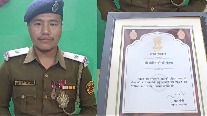 Arunachal: President of India awards ASI Tsering Dorjee Goiba with Jeevan Raksha Padak