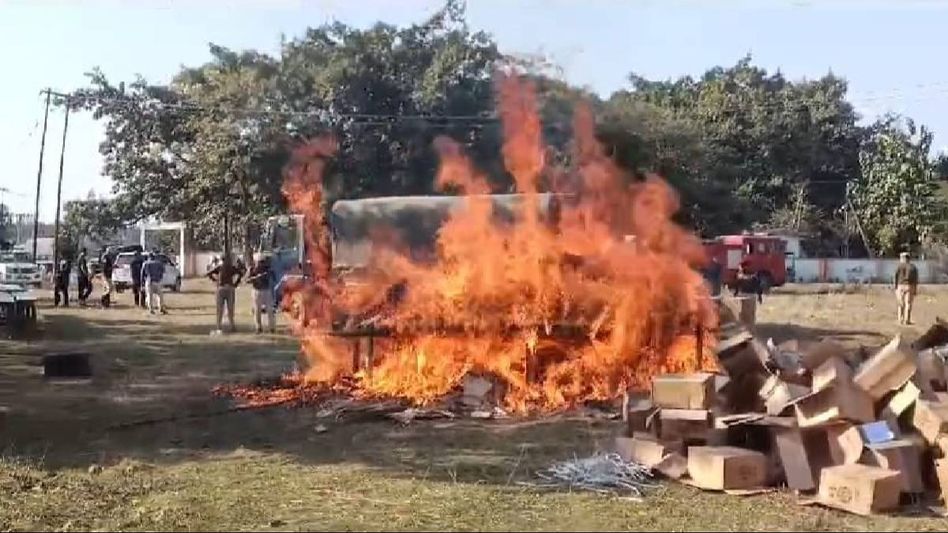 Assam: Narcotics worth over Rs 18 crore destroyed by Dhubri police Assam: Narcotics worth over Rs 18 crore destroyed by Dhubri police