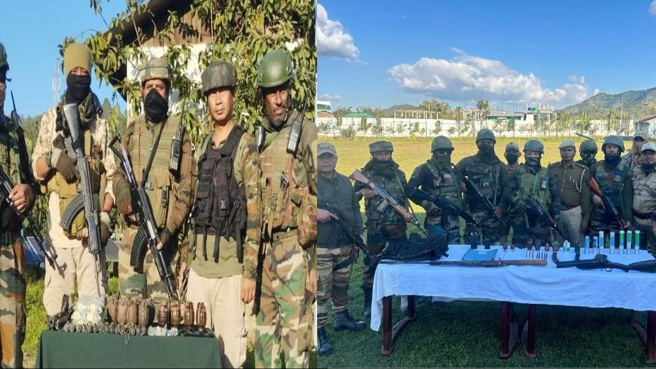 Manipur: Huge cache of arms, ammunition and explosives recovered during combing operation in state Manipur: Huge cache of arms, ammunition and explosives recovered during combing operation in state