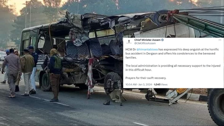 Assam CM Himanta Biswa Sarma mourns Dergaon bus accident, offers condolences Assam CM Himanta Biswa Sarma mourns Dergaon bus accident, offers condolences