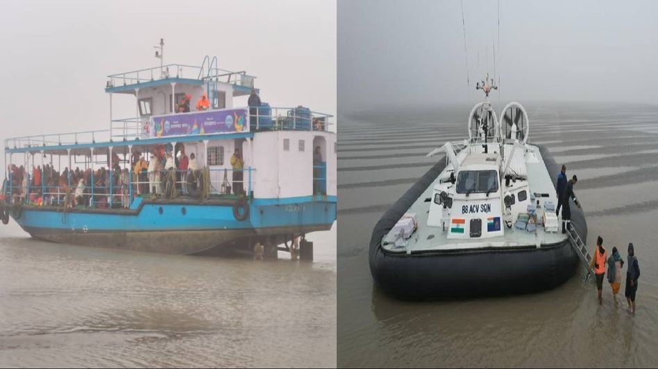 West Bengal: Rescue operation underway after ferry boat carrying 400 pilgrims run ground off near Gangasagar pilgrimage West Bengal: Rescue operation underway after ferry boat carrying 400 pilgrims run ground off near Gangasagar pilgrimage