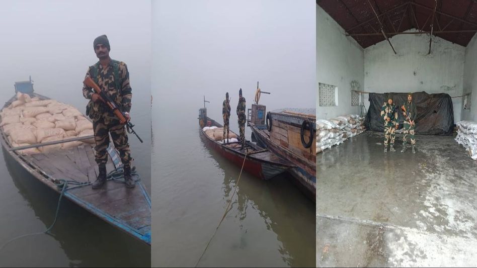 Assam: 2 boats loaded with 228 smuggled sugar bags worth Rs 4,56,000 seized along Indo-Bangladesh border Assam: 2 boats loaded with 228 smuggled sugar bags worth Rs 4,56,000 seized along Indo-Bangladesh border