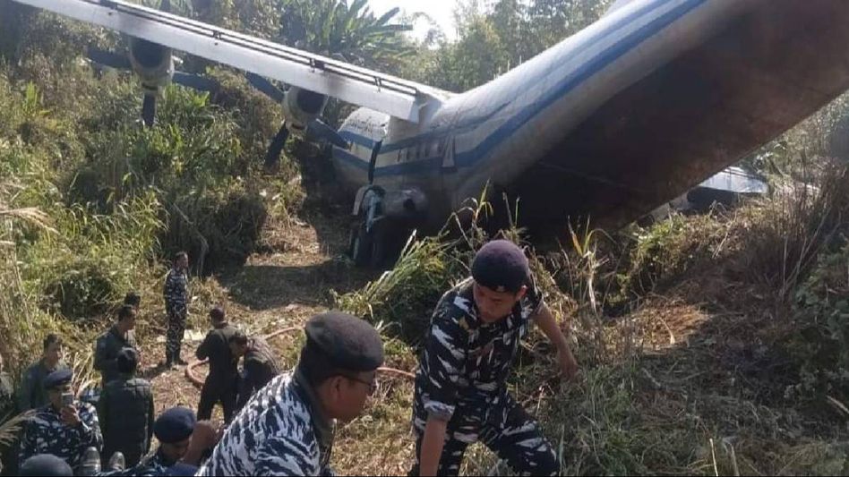 Myanmar military plane meets with accident after landing at Lengpui airport in Mizoram, 8 injured Myanmar military plane meets with accident after landing at Lengpui airport in Mizoram, 8 injured