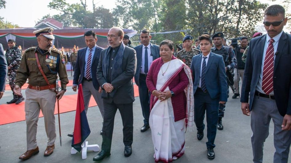 Manipur celebrates 75th Republic Day at Kangla Fort; CM, Governor attend event Manipur celebrates 75th Republic Day at Kangla Fort; CM, Governor attend event